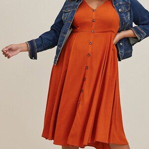 NWT Torrid Midi Lenny Button-Front Dress